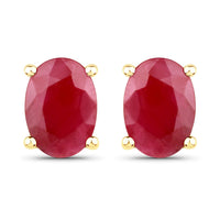 1.70 Carat Genuine Ruby 14K Yellow Gold Earrings