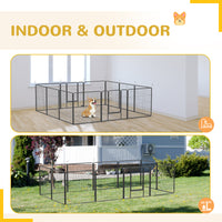 24 Panel Dog Playpen for Small and Medium Dogs with Lockable Door, 15.7 x 15.7 x 2.6