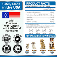 Omega-3 Fish Oil for Dogs 170 Chews Skin & Coat Supplement