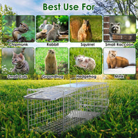 2Pcs 24X7.48X8.27IN Folding Humane Live Animal Trap Cages Easy To Catch And Release Foldable Cat Trap Galvanized Steel F