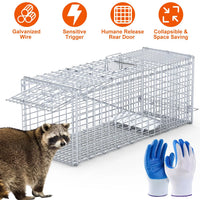 Heavy-Duty Live Animal Trap - 37x14x15 Inch Galvanized Mesh, Sensitive Pedal Trigger & Rear Release Door, Guarded Handle