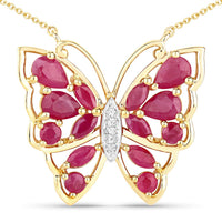 2.88 Carat Genuine Ruby and White Zircon .925 Sterling Silver Necklace