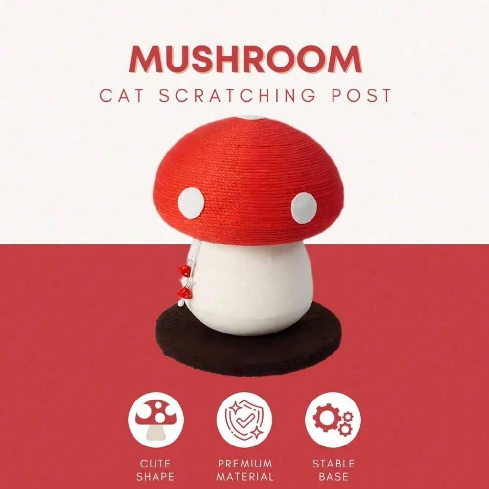 Mushroom Cat Scratching Post Unique Design, Sisal Wrapped, Ideal For Medium And Small Cats, No Assembly Required Cat Stu
