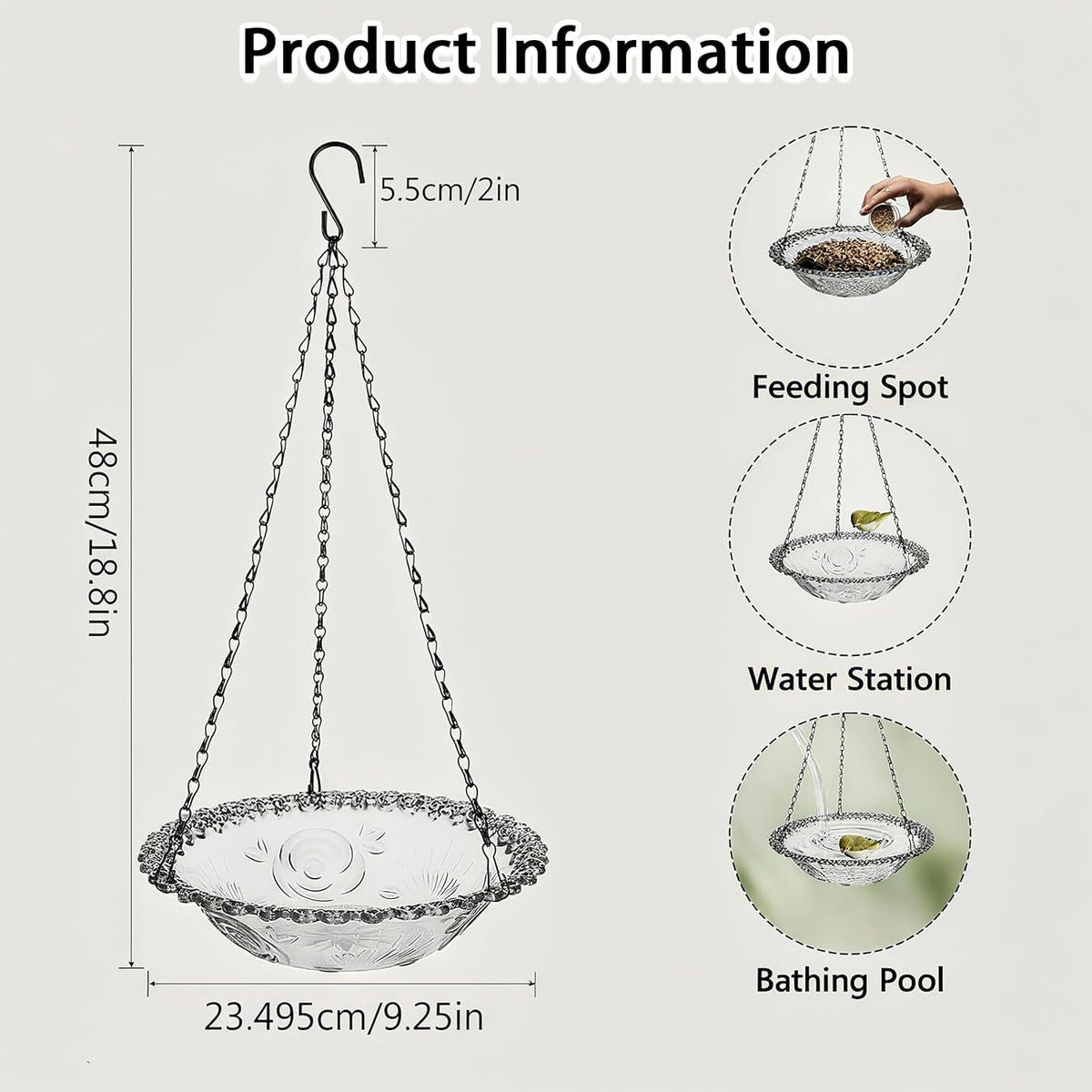 Hanging Bird Baths And Feeders For Outdoors, Plastic Bird Water Bowls For Garden And Yard Use