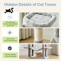 66 Inch Cat Tree Tower, Large Multi-Cat Climbing Extended Platform, Hammock, Pet House For Indoor Cats And Kittens Play
