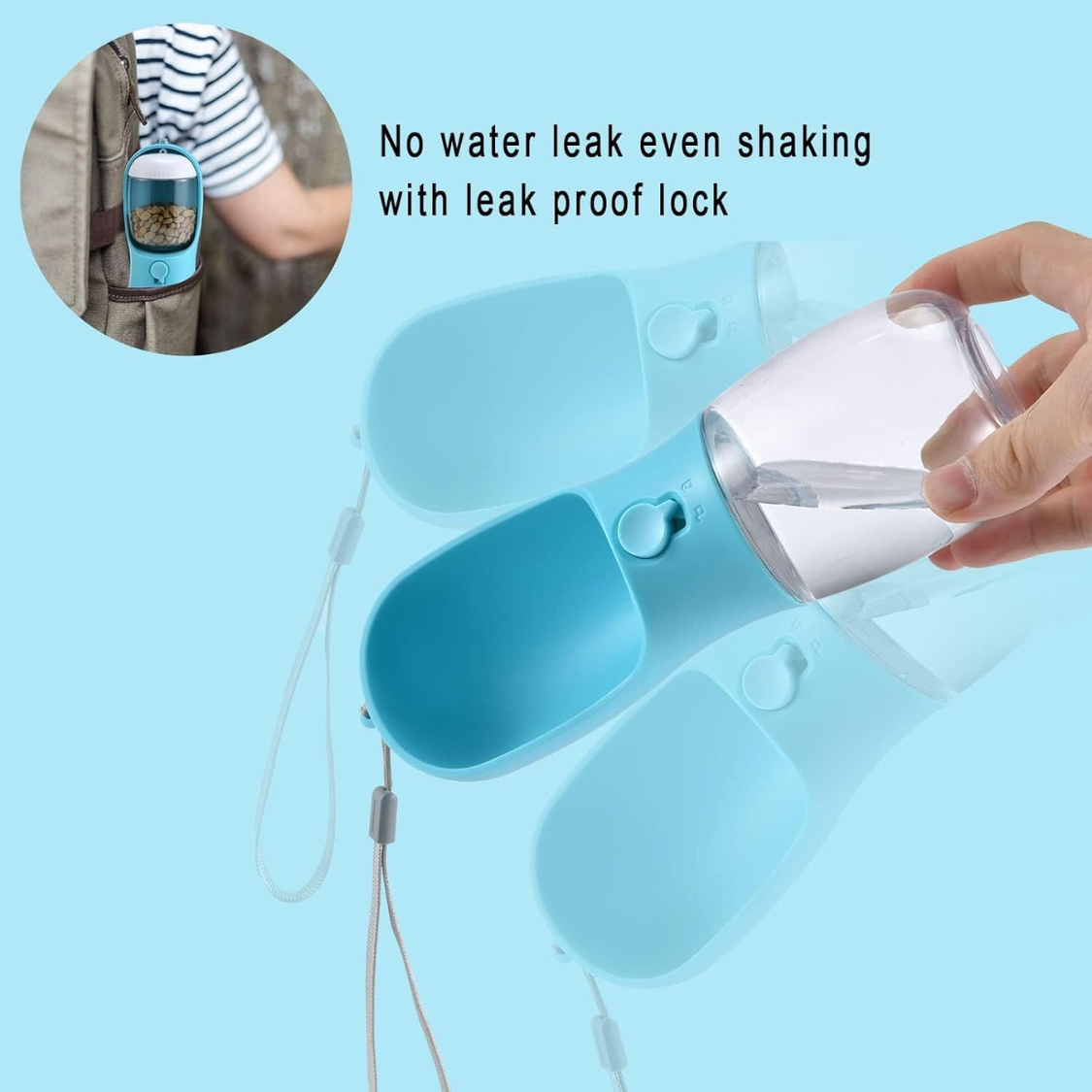 Dog Water Bottle With Food Container, Travel Puppy Water Bowl, Portable Pet Dispenser, Dog Gift Stuff Accessories Items,