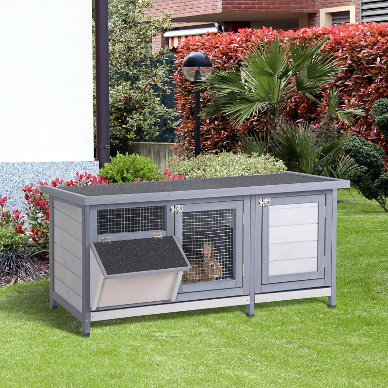 Wooden Rabbit Hutch Bunny Hutch Cage Guinea Pig With Waterproof Roof, No Leak Tray And Feeding Trough, For Rabbits, Chic