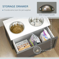 Pet Feeding Station Pet Dish Bowl Set With Storage, 2 Elevated Dog Bowls For Large Sized Dogs, Gray