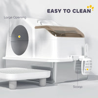 Extra Large Stainless Steel Cat Litter Box w/ High Sided, Removable Lid, Mats, Scoop, Odor Free, Non-Sticky, Leakproof
