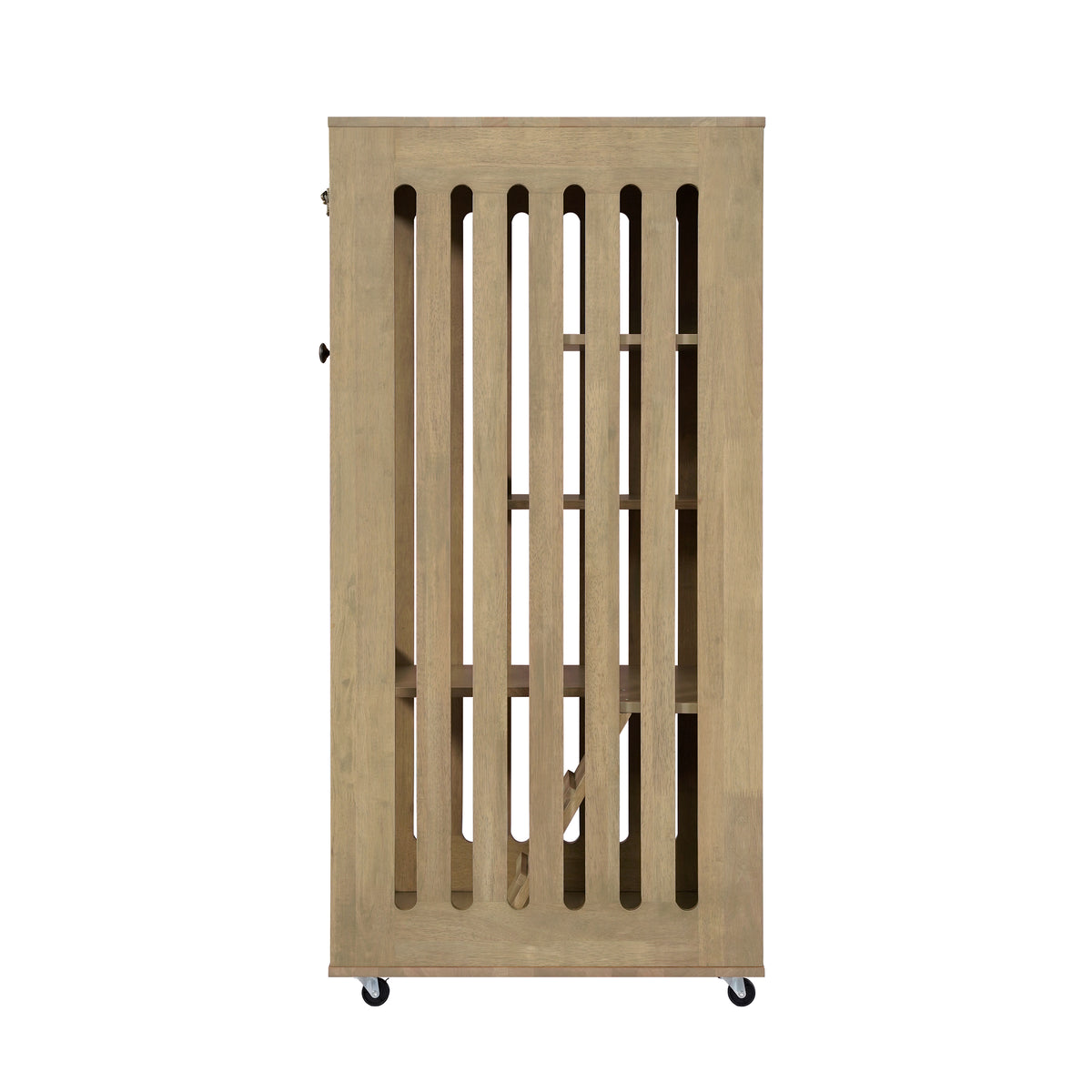 Basia Rubber Wood Cat Cabinet with Wheels, Ventilated Indoor Cat Condo with Multi-Level Shelves & Lockable Door, Safe & 