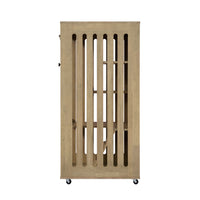 Basia Rubber Wood Cat Cabinet with Wheels, Ventilated Indoor Cat Condo with Multi-Level Shelves & Lockable Door, Safe & 