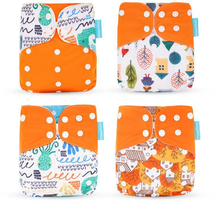 4pcs/set Washable Eco-Friendly Cloth Diaper Cover Adjustable Nappy Cloth Diapers Cloth Nappy For Baby Boys and Grils Baby - BIG FRENCHIES