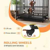 49" Heavy Duty Dog Crate with Removable Tray, Doors, Openable Roof, for Large and Extra Large Dogs, Black