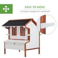 47" Chicken Coop, Wooden Chicken House Raised Rabbit Hutch with Waterproof Roof, Nesting Box and Handles for 3-5 Hens, P