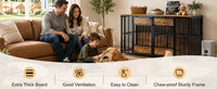 Wooden Dog Crate Furniture, Large Dog Kennel with Storage Top, Indoor Pet Cage