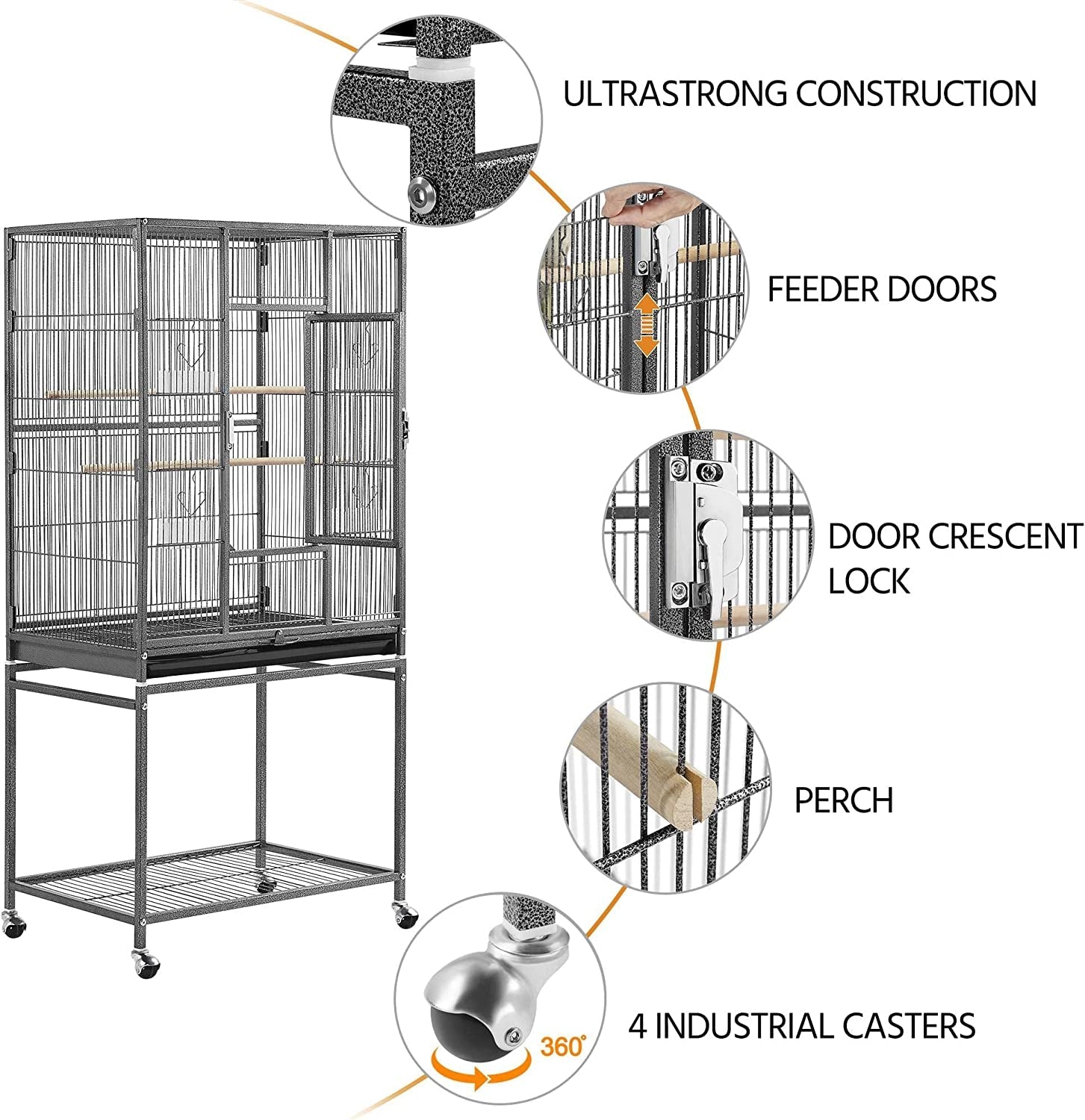 54-Inch Wrought Iron Standing for Large Parrot - BIG FRENCHIES