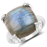 16.95 Carat Genuine Labradorite .925 Sterling Silver Ring
