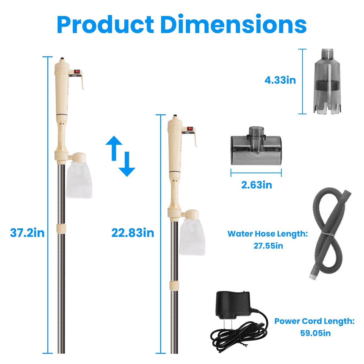 1 Set Multifunctional Electric Aquarium Gravel Cleaner Kit Length Adjustable Automatic Fish Tank Vacuum Cleaner Change W