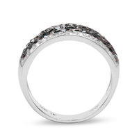 0.80 Carat Genuine Blue Diamond and White Diamond .925 Sterling Silver Ring
