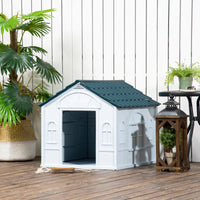 PawHut Plastic Dog House For Medium And Small Dogs, Water Resistant Puppy Shelter Indoor Outdoor With Door, Easy To Asse