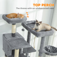 69" Cat Tree, Multi-Level Cat Tower with 2 Condos and 3 Hammocks, 8 Scratching Posts, for Multiple Cats, Dark Gray