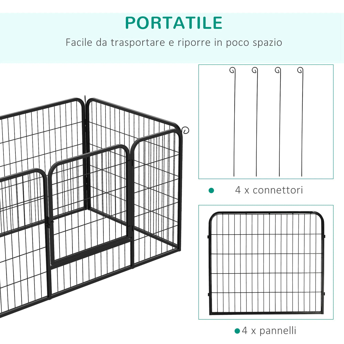 32"W 4-Panel Metal Dog Pen Exercise Pet Playpen Dog Indoor/Outdoor Fence, Black