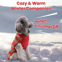 2 Patterns 4 Sizes Option-- 1Pc Pet Christmas Turtleneck Sweater Dog Cat Christmas Clothes Snowman Stripes Costume Winte