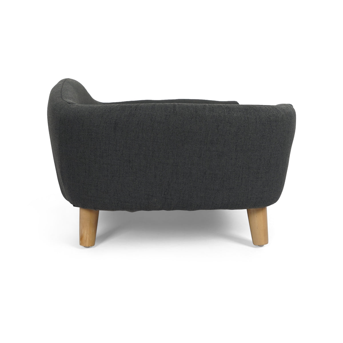 Elevated Dog Bed Frame for Small Dog, Fabric Pet Couch Bed with Rubber Wood Legs and Supportive Foam, Dark Gray, Easy As