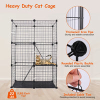 Cat Cage DIY Indoor Pet Home Small Animal House Detachable Playpen with 3 Doors 3 Tiers for Kitten Puppy Bunny Exercise.