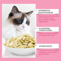 Cat Joint Health Support Tablets, Glucosamine Joint Supplement For All Breeds & Sizes Cats, 80 Count Joint Care Chewable