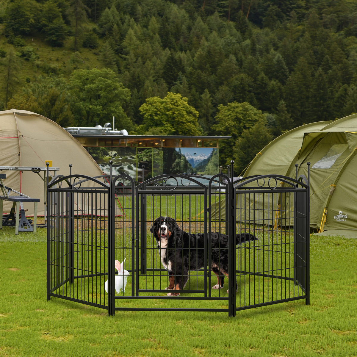 Dog Playpen Indoor 32 inch 8 Panels Metal Dog Pen Pet Dog Fence Outdoor Exercise Pen with Doors, Heavy Duty Dog Fence Pu