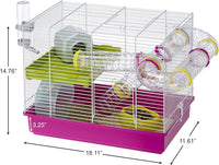 Laura Small Hamster Cage | Fun & Interactive Cage Measures 18.11L X 11.61W X 14.8H & Includes All Accessories - BIG FRENCHIES