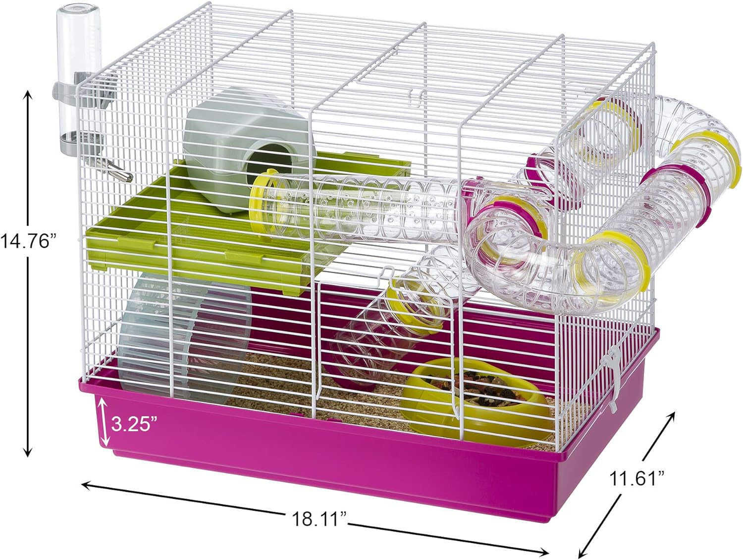 Laura Small Hamster Cage | Fun & Interactive Cage Measures 18.11L X 11.61W X 14.8H & Includes All Accessories - BIG FRENCHIES