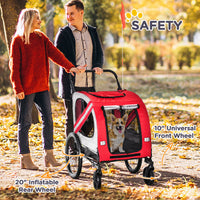 2-in-1 Pet Bike Trailer for Small Medium Dogs, Road-Visibility Dog Stroller Bicycle Carrier, Weather-Strong Bike Wagon T