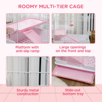 2-Level Small Animal Cage Rabbit Hutch with Wheels, Removable Tray, Platform and Ramp for Bunny, Chinchillas, Ferret, Pi