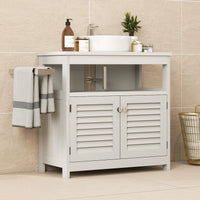 Wall Mounted Sink Plumbing Under Sink Storage Cabinet With 2 Doors Open Shelf U Shape Cut Out Wall Mounted Drainage Bath