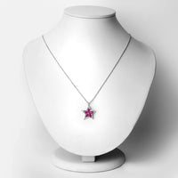 1.37 Carat Genuine Ruby and White Zircon .925 Sterling Silver Pendant