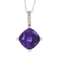 Amethyst Diamond Fashion Pendants 10KT White Gold