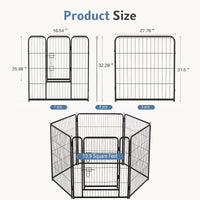 Metal Material, Foldable Pet Fence With A Door, Suitable For Small, Medium And Large-sized Dogs Outdoors