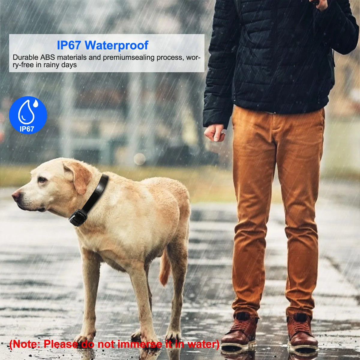 Dog Training Collar Receiver, IP67 Waterproof Static Collar with 3 Modes Shock Vibration Beep, 2625FT Remote Range, Rech