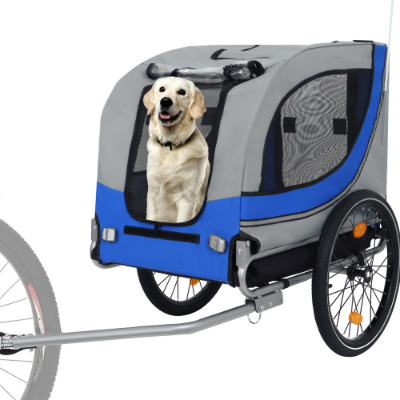 Large Folding Bike Trailer For Dogs 120LB Capacity All-Terrain Pet Carrier, Durable Steel Frame For Cycling, Jogging, Ca