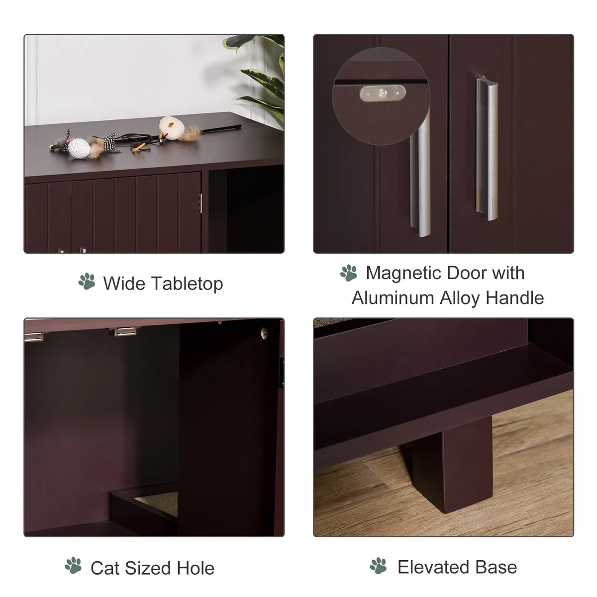 Cat Litter Box Enclosure, Hidden Litter Box Furniture, Cat House End Table Washroom with Scratching Pad, for Indoor Cats
