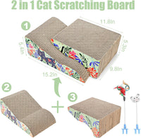 2 in 1 Cat Scratcher Lounge Cardboard Pad with Detachable Toys