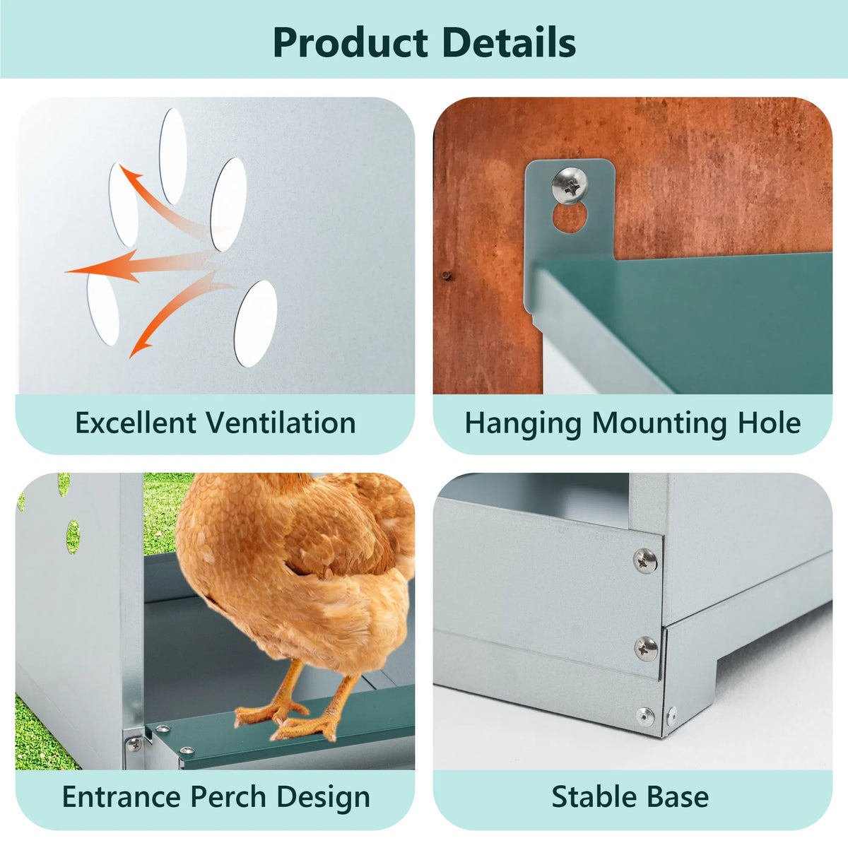 8 Room Metal Chicken Nesting Boxes 8 Compartment Egg Coop