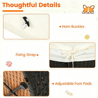 Hand-Woven PE Rattan Dog Bed with Adjustable Canopy, Elevated Outdoor Pet Daybed with Washable Plush Cushion, Anti-Slip 