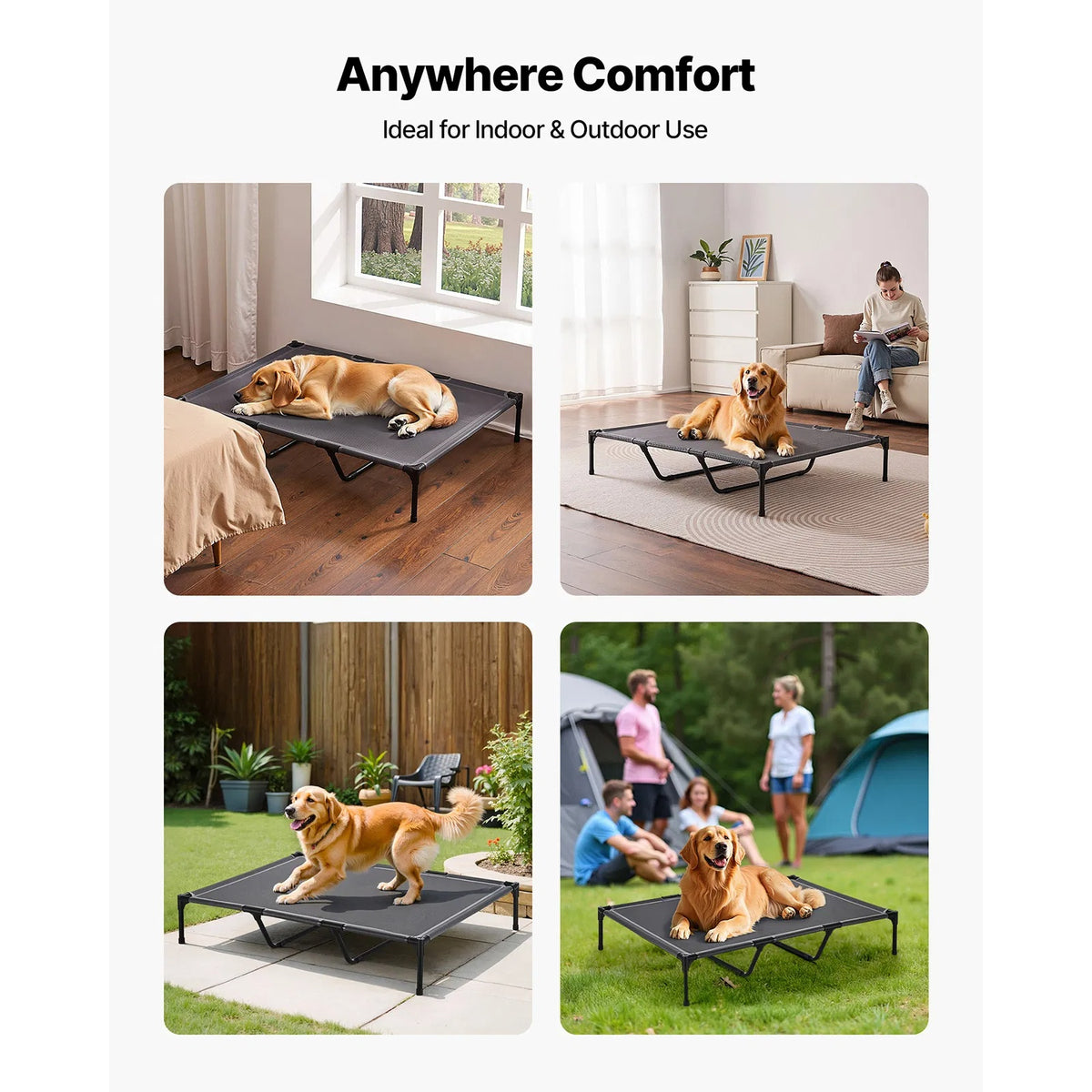 Elevated Dog Bed For Large Dogs XL, Raised Dog Cot With Heavy Duty Steel Frame, Breathable Teslin Mesh Cooling Dog Bed, 
