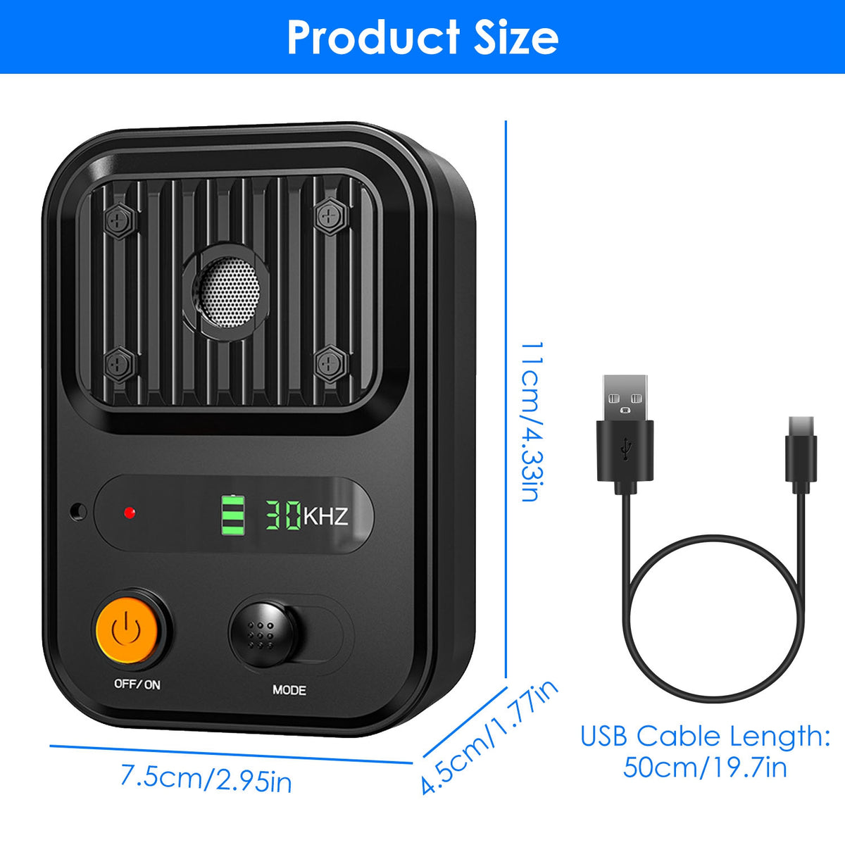 Black-Green Color Options -- 1Pc Ultrasonic Anti-Barking Device Rechargeable Auto Dog Bark Control Deterrent Box Trainin