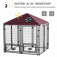 Outdoor Kennel With Rotating Bowl Rack, Walk-in Pet Playpen, Welded Wire Steel Dog Pen, With Waterproof And UV Resistant