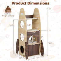 Rocket Cat Tree 47 Inch Large Wooden Cat Tower For Indoor Cats Sisal Scratching Pad Detachable Scratching Mat