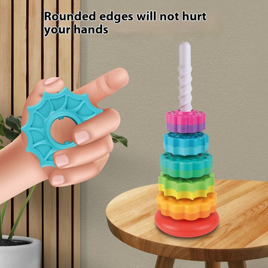 Rainbow Rotating Tower Toy Baby Early Education Intellectual Development Intelligence Ferrule